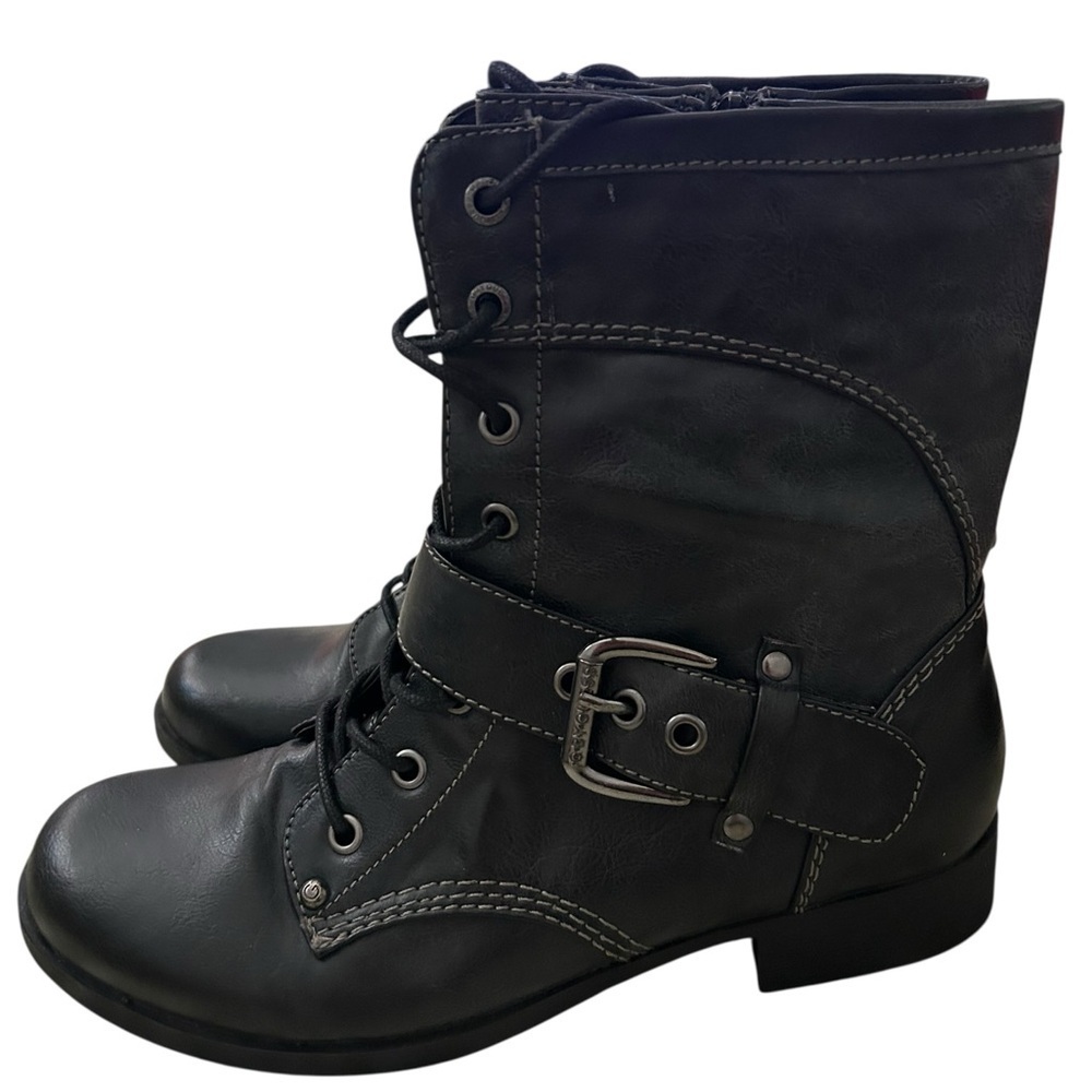 G by Guess Black Vegan Leather Combat Boots